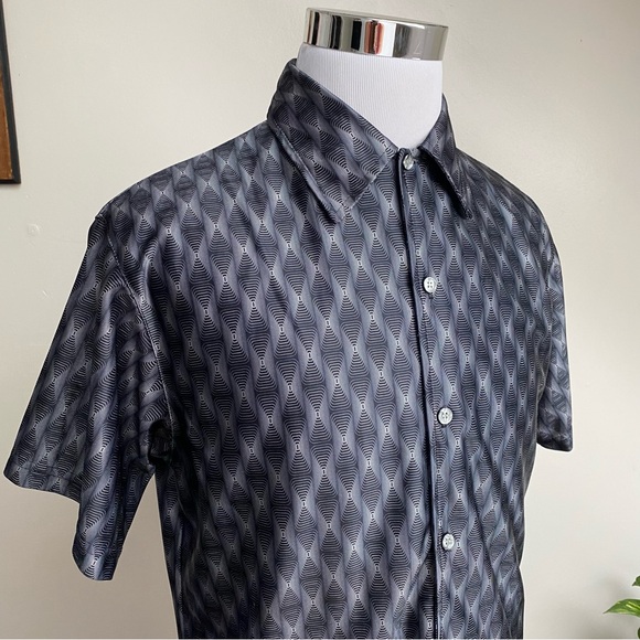 Vintage 90s Geometric Metallic Button Up Shirt - Picture 5 of 15